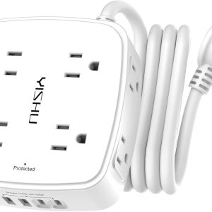 YISHU 8-Outlet Surge Protector Power Strip with 4 USB Ports – 6ft