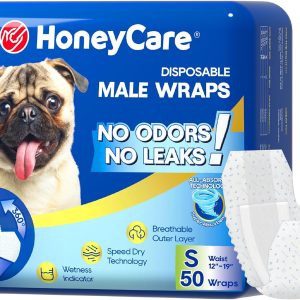 All-Absorb Disposable Male Dog Wraps – Small, 50 Count
